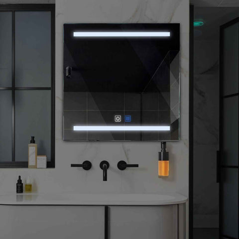 Square LED Mirror | Touch Buttons | Anti-Fog Function | Cool White Light - Reyze Salono Series Model 4
