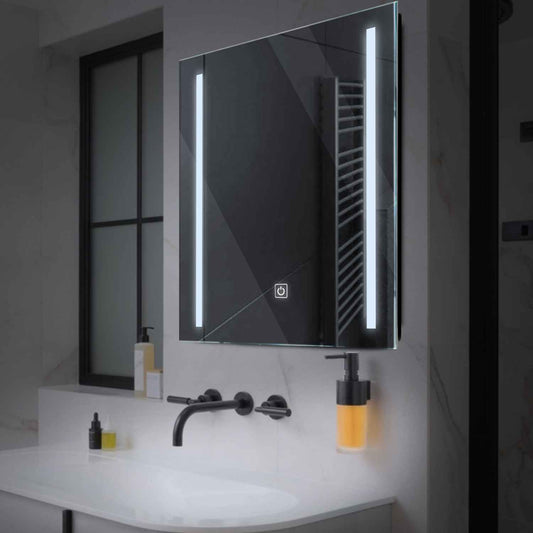 Square LED Mirror | Touch Button | Cool White Light - Reyze Salono Series Model 5