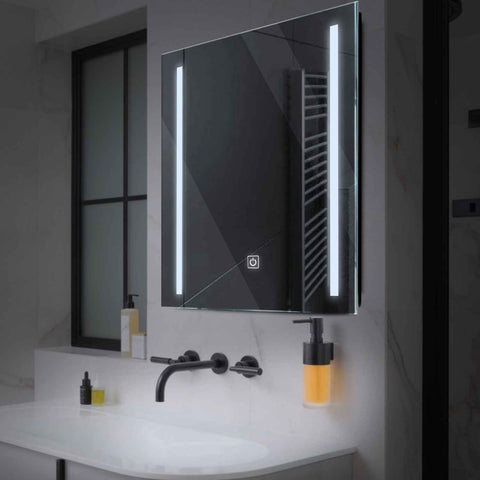 Square LED Mirror | Touch Button | Cool White Light - Reyze Salono Series Model 5
