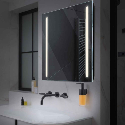 Square LED Mirror | Wall Switch Control | Neutral White Light - Reyze Salono Series Model 5