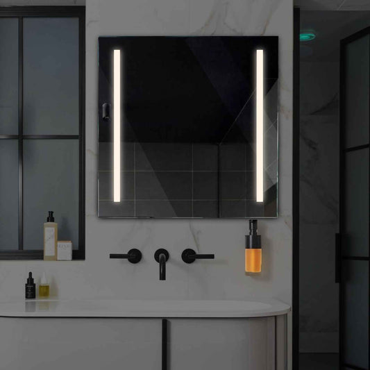 Square LED Mirror | Wall Switch Control | Neutral White Light - Reyze Salono Series Model 5