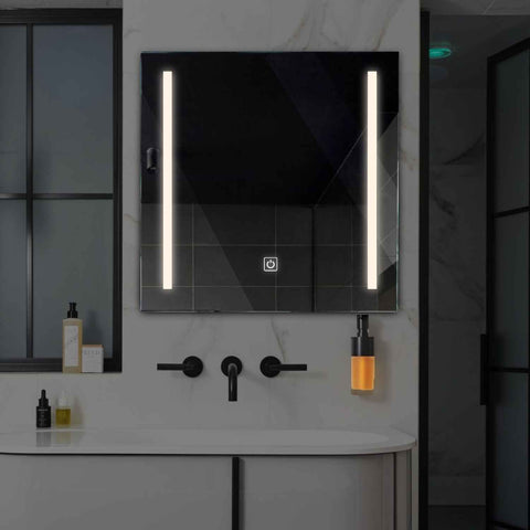 Square LED Mirror | Touch Button | Neutral White Light - Reyze Salono Series Model 5