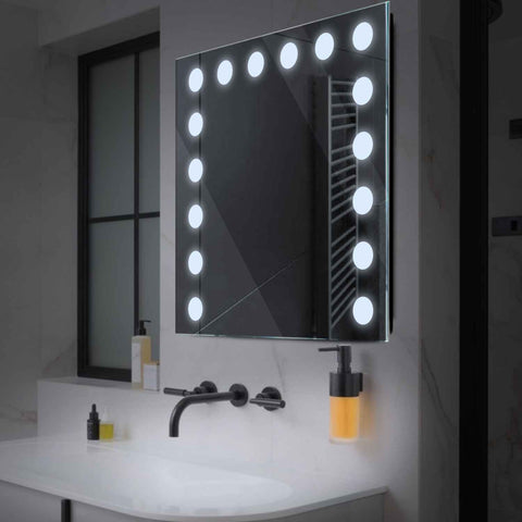 Square LED Mirror | Wall Switch Control | Cool White Light - Reyze Salono Series Model 6