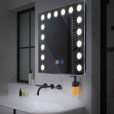 Square LED Mirror | Touch Buttons | Anti-Fog Function | Neutral White Light - Reyze Salono Series Model 6