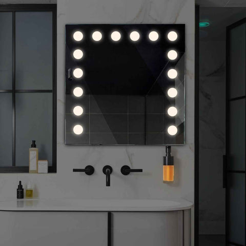 Square LED Mirror | Wall Switch Control | Neutral White Light - Reyze Salono Series Model 6