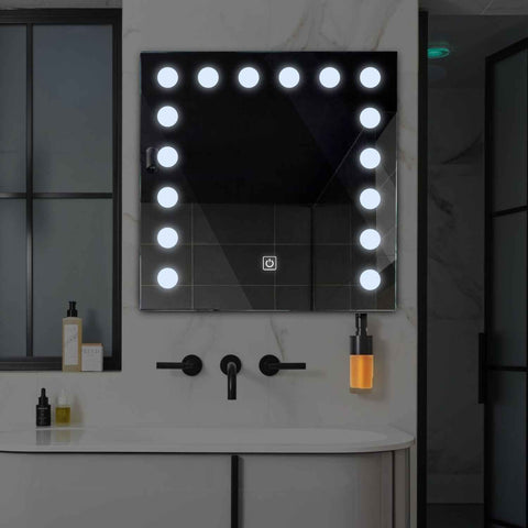 Square LED Mirror | Touch Button | Cool White Light - Reyze Salono Series Model 6