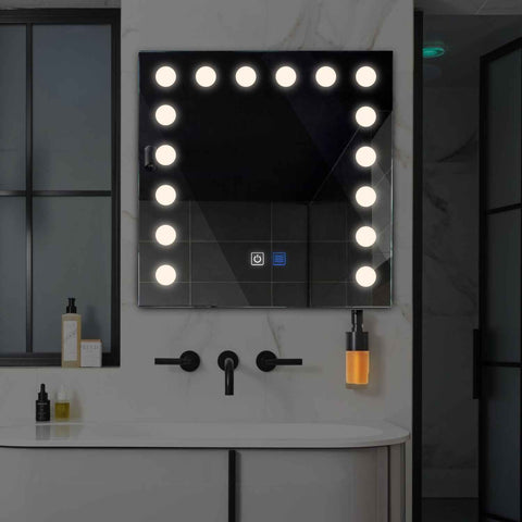 Square LED Mirror | Touch Buttons | Anti-Fog Function | Neutral White Light - Reyze Salono Series Model 6