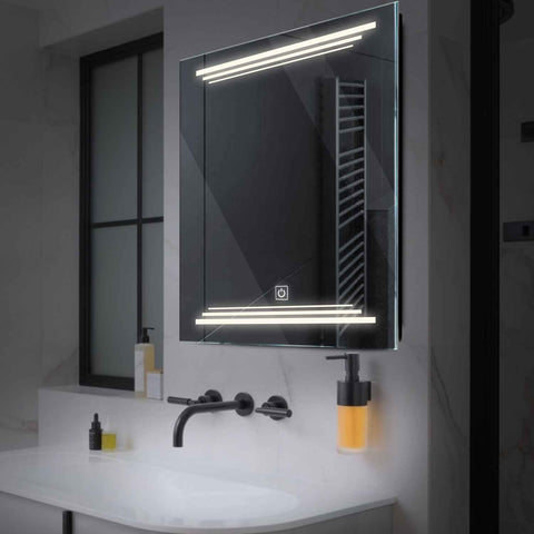 Square LED Mirror | Touch Button | Neutral White Light - Reyze Salono Series Model 7