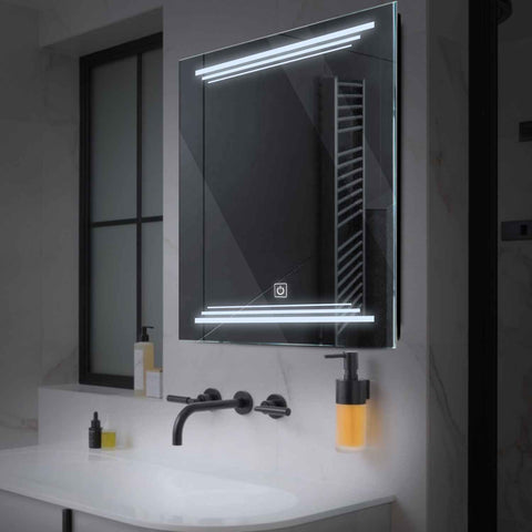 Square LED Mirror | Touch Button | Cool White Light - Reyze Salono Series Model 7
