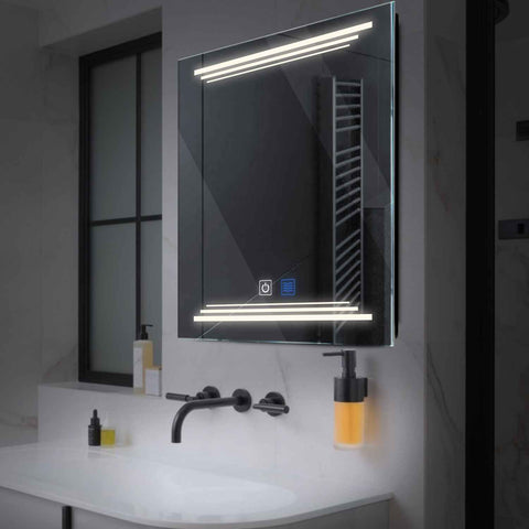Square LED Mirror | Touch Buttons | Anti-Fog Function | Neutral White Light - Reyze Salono Series Model 7