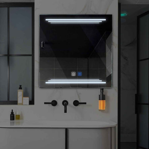 Square LED Mirror | Touch Buttons | Anti-Fog Function | Cool White Light - Reyze Salono Series Model 7