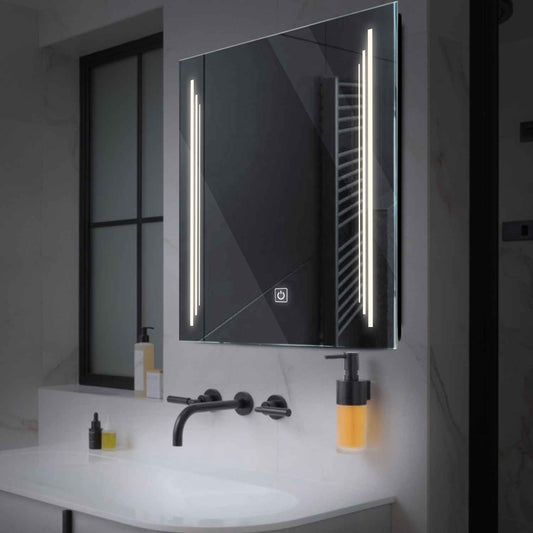 Square LED Mirror | Touch Button | Neutral White Light - Reyze Salono Series Model 8