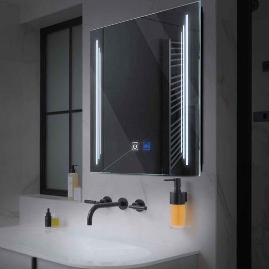 Square LED Mirror | Touch Buttons | Anti-Fog Function | Cool White Light - Reyze Salono Series Model 8