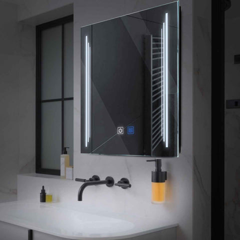 Square LED Mirror | Touch Buttons | Anti-Fog Function | Cool White Light - Reyze Salono Series Model 8
