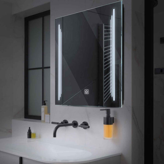 Square LED Mirror | Touch Button | Cool White Light - Reyze Salono Series Model 8