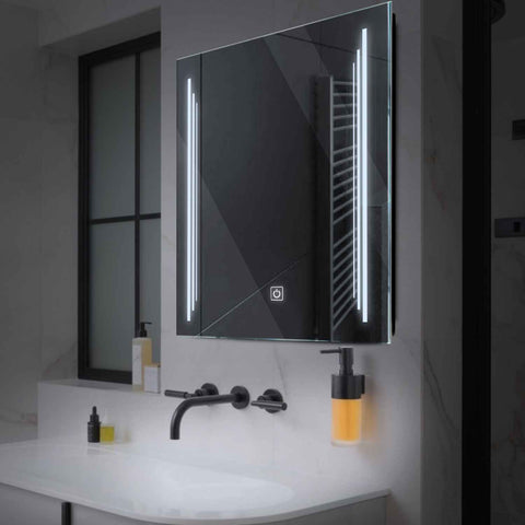 Square LED Mirror | Touch Button | Cool White Light - Reyze Salono Series Model 8