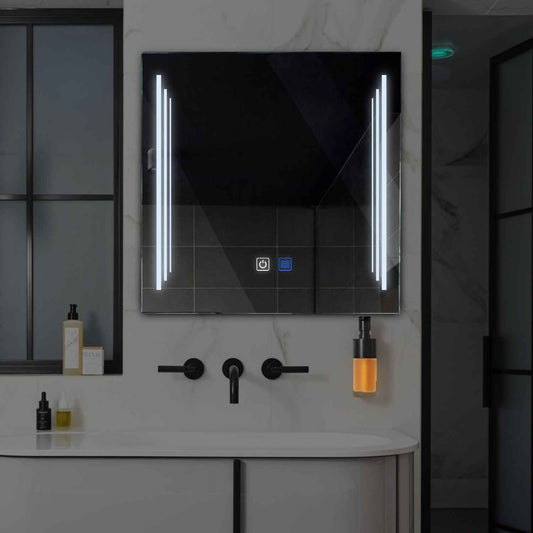 Square LED Mirror | Touch Buttons | Anti-Fog Function | Cool White Light - Reyze Salono Series Model 8