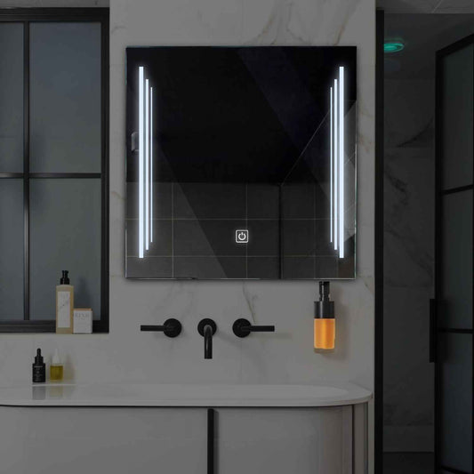 Square LED Mirror | Touch Button | Cool White Light - Reyze Salono Series Model 8