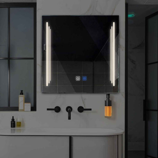 Square LED Mirror | Touch Buttons | Anti-Fog Function | Neutral White Light - Reyze Salono Series Model 8