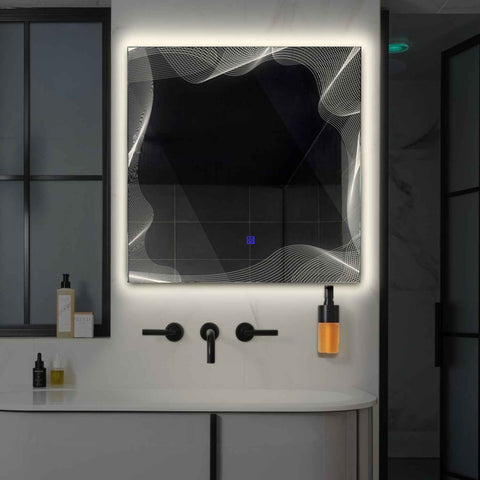 Square LED Mirror | Touch Button | Neutral White Light - Reyze Simetria Series Model 3