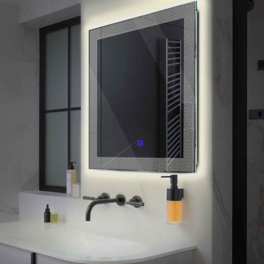 Square LED Mirror | Touch Button | Neutral White Light - Reyze Simetria Series Model 4