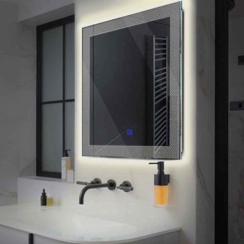 Square LED Mirror | Touch Button | Neutral White Light - Reyze Simetria Series Model 4