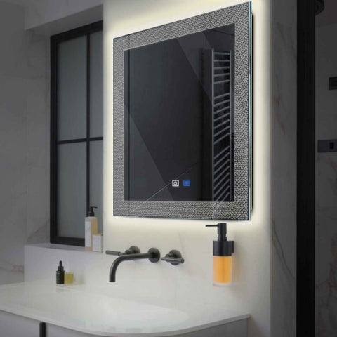Square LED Mirror | Touch Buttons | Anti-Fog Function | Neutral White Light - Reyze Simetria Series Model 4