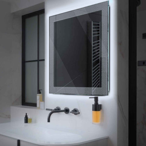 Square LED Mirror | Wall Switch Control | Cool White Light - Reyze Simetria Series Model 4
