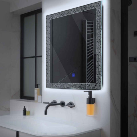 Square LED Mirror | Touch Button | Cool White Light - Reyze Simetria Series Model 5