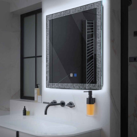 Square LED Mirror | Touch Buttons | Anti-Fog Function | Cool White Light - Reyze Simetria Series Model 6
