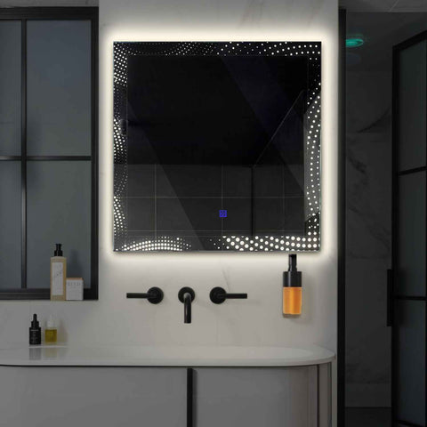Square LED Mirror | Touch Button | Neutral White Light - Reyze Simetria Series Model 8