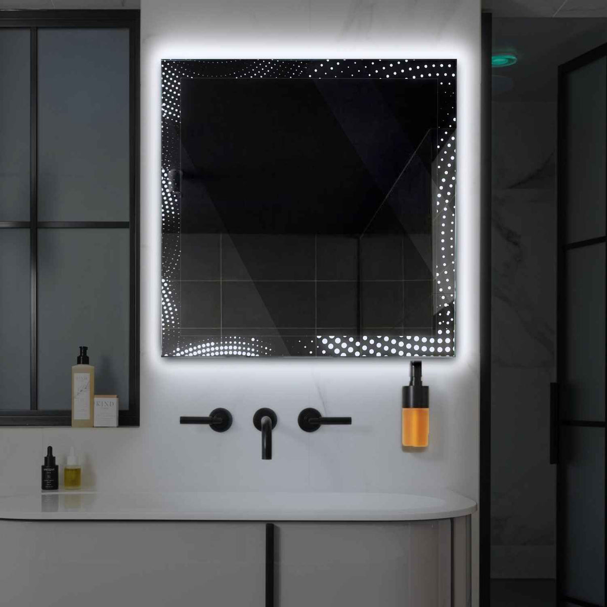 Square LED Mirror | Wall Switch Control | Cool White Light - Reyze Simetria Series Model 8