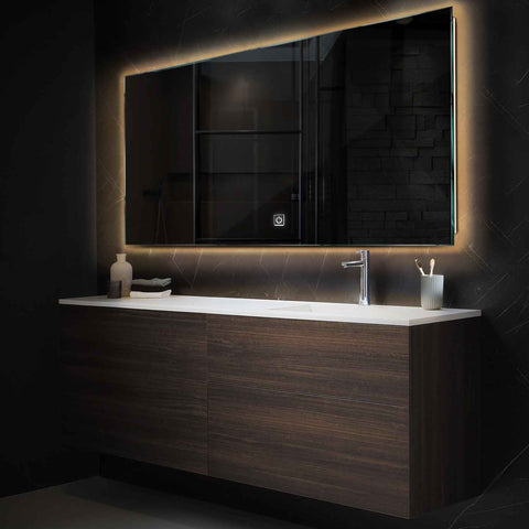 Horizontal LED Mirror | Touch Button | Warm White Light - Reyze Ambient Series Model 1