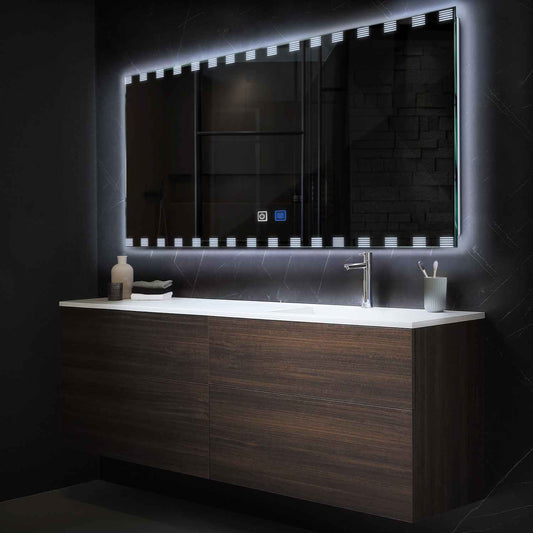 Horizontal LED Mirror | Touch Buttons | Anti-Fog Function | Cool White Light - Reyze Edge Series Model 6