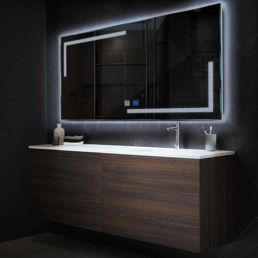 Horizontal LED Mirror | Touch Buttons | Anti-Fog Function | Cool White Light - Reyze Minimal Series Model 2