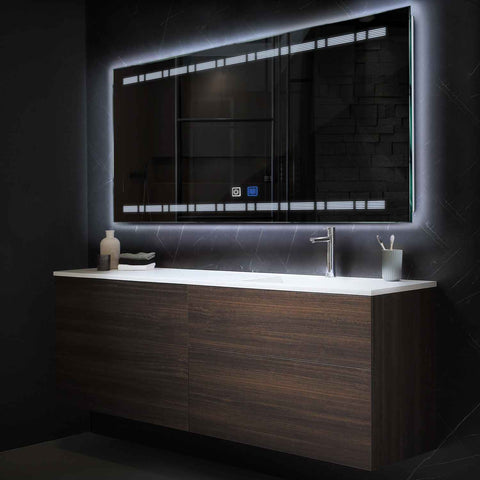 Horizontal LED Mirror | Touch Buttons | Anti-Fog Function | Cool White Light - Reyze Minimal Series Model 3