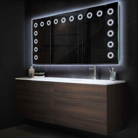 Horizontal LED Mirror | Wall Switch Control | Cool White Light - Reyze Minimal Series Model 4