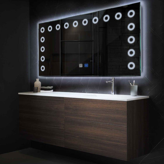 Horizontal LED Mirror | Touch Buttons | Anti-Fog Function | Cool White Light - Reyze Minimal Series Model 4