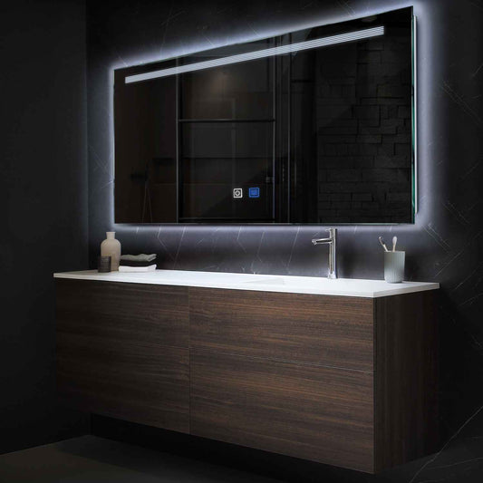Horizontal LED Mirror | Touch Buttons | Anti-Fog Function | Cool White Light - Reyze Minimal Series Model 5