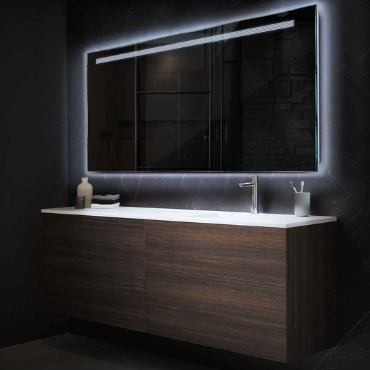 Horizontal LED Mirror | Wall Switch Control | Cool White Light - Reyze Minimal Series Model 5