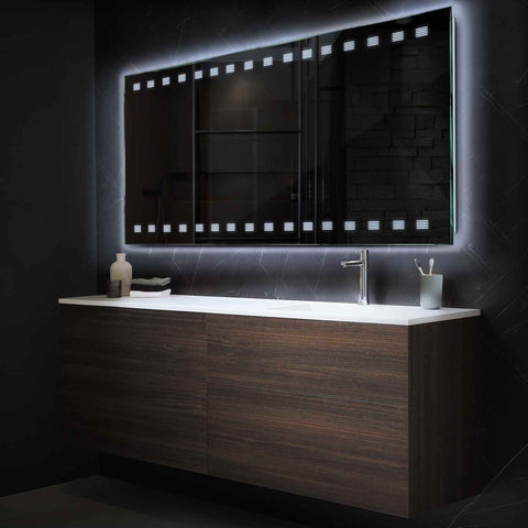 Horizontal LED Mirror | Wall Switch Control | Cool White Light - Reyze Minimal Series Model 6