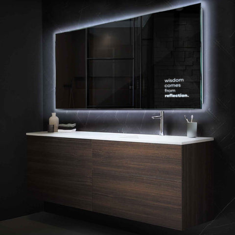 Horizontal LED Mirror | Wall Switch Control | Cool White Light - Reyze Motivated Series Model 1