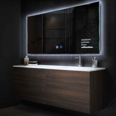 Horizontal LED Mirror | Touch Buttons | Anti-Fog Function | Cool White Light - Reyze Motivated Series Model 1