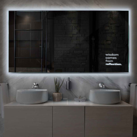 Horizontal LED Mirror | Wall Switch Control | Cool White Light - Reyze Motivated Series Model 1