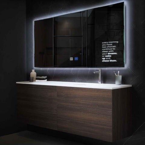 Horizontal LED Mirror | Touch Buttons | Anti-Fog Function | Cool White Light - Reyze Motivated Series Model 2