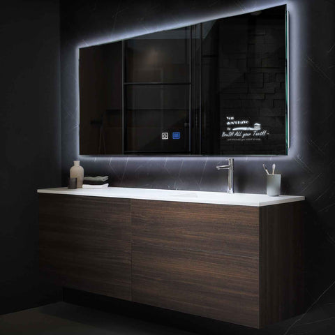 Horizontal LED Mirror | Touch Buttons | Anti-Fog Function | Cool White Light - Reyze Motivated Series Model 3