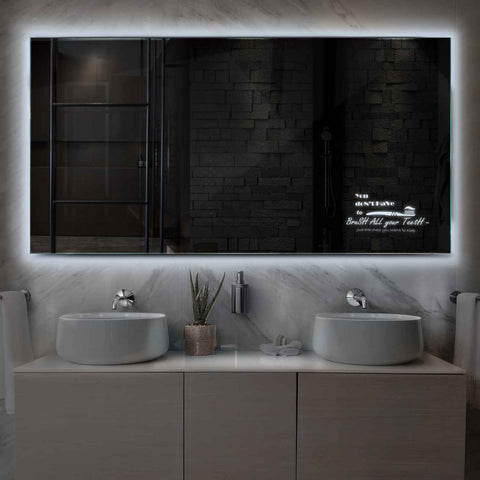Horizontal LED Mirror | Wall Switch Control | Cool White Light - Reyze Motivated Series Model 3