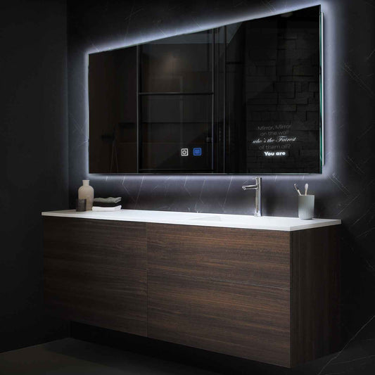 Horizontal LED Mirror | Touch Buttons | Anti-Fog Function | Cool White Light - Reyze Motivated Series Model 4