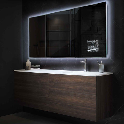 Horizontal LED Mirror | Wall Switch Control | Cool White Light - Reyze Motivated Series Model 5