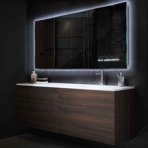 Horizontal LED Mirror | Wall Switch Control | Cool White Light - Reyze Motivated Series Model 7